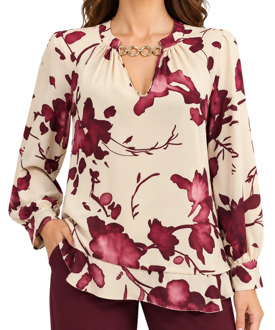 Blusa floreale con dettaglio
